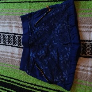 Blue shorts with lace